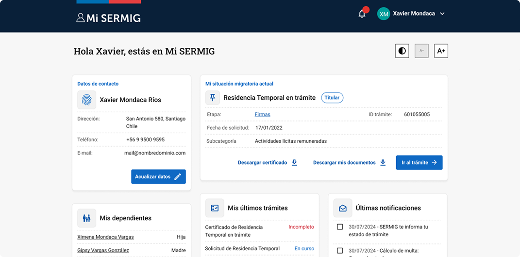 Plataforma para gestión de migrantes en Chile.